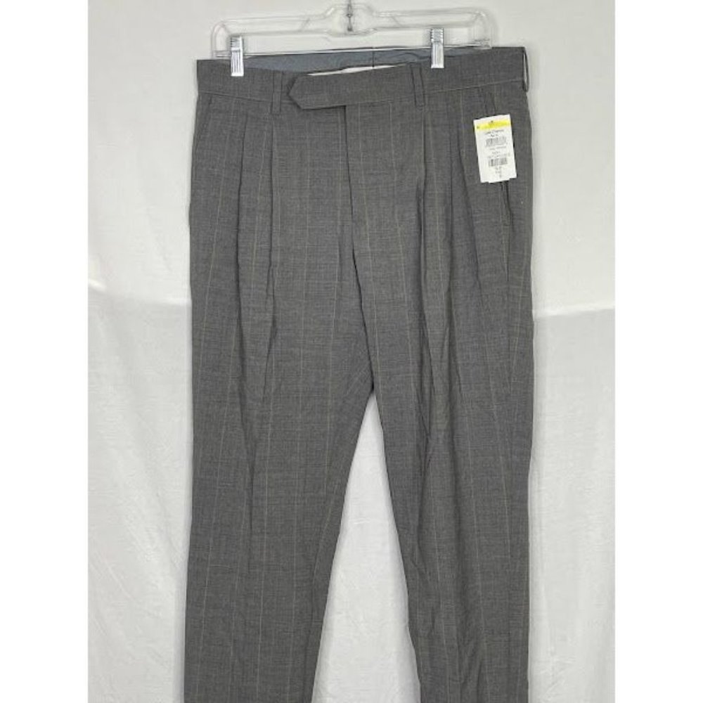 NWT Eleventy Mens Pleated Wool Slim Fit Pants Grey 32